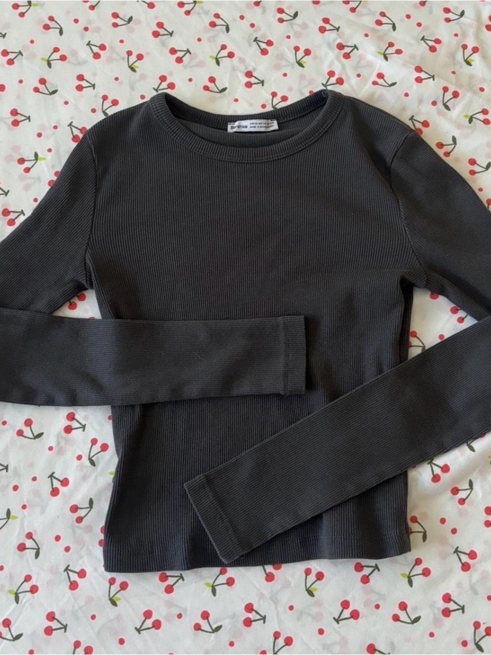 Women’s Crewneck Long Sleeve Ribbed Sweater - Charcoal
